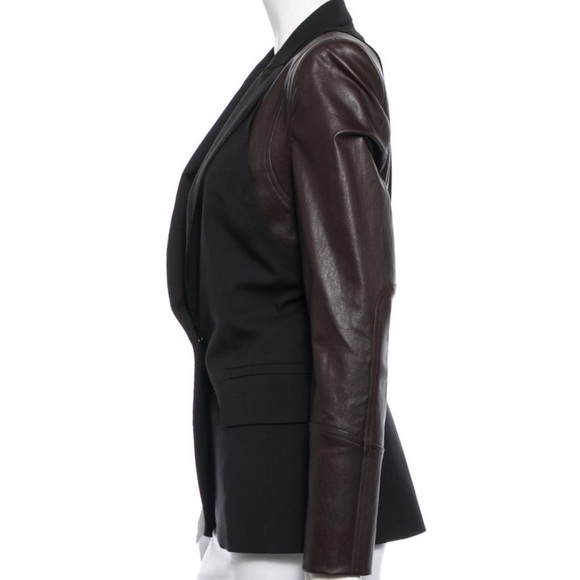 KAUFMANFRANCO Leather-Trimmed Wool Blazer Size M - Picture 2 of 3